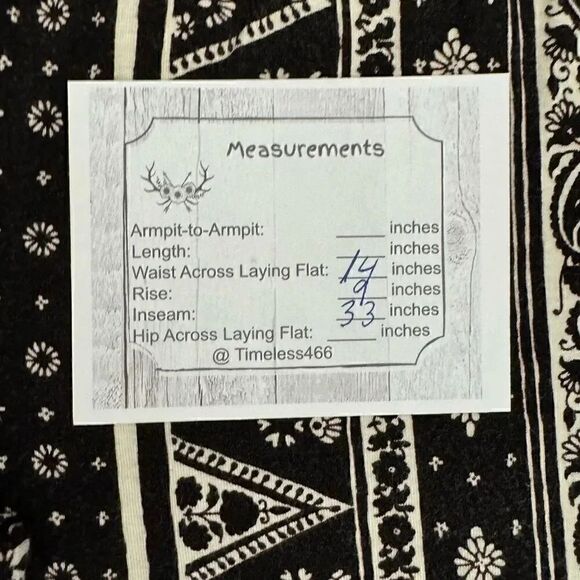 H.I. P Retro Aztec Tribal Soft White Black Y2K Flare Bell Pull on SZ M #1943 - Picture 10 of 14